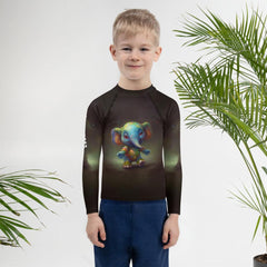 CB3-09 Kids Rash Guard front view on white background.