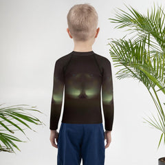 Back view of CB3-09 Kids Rash Guard with logo detail