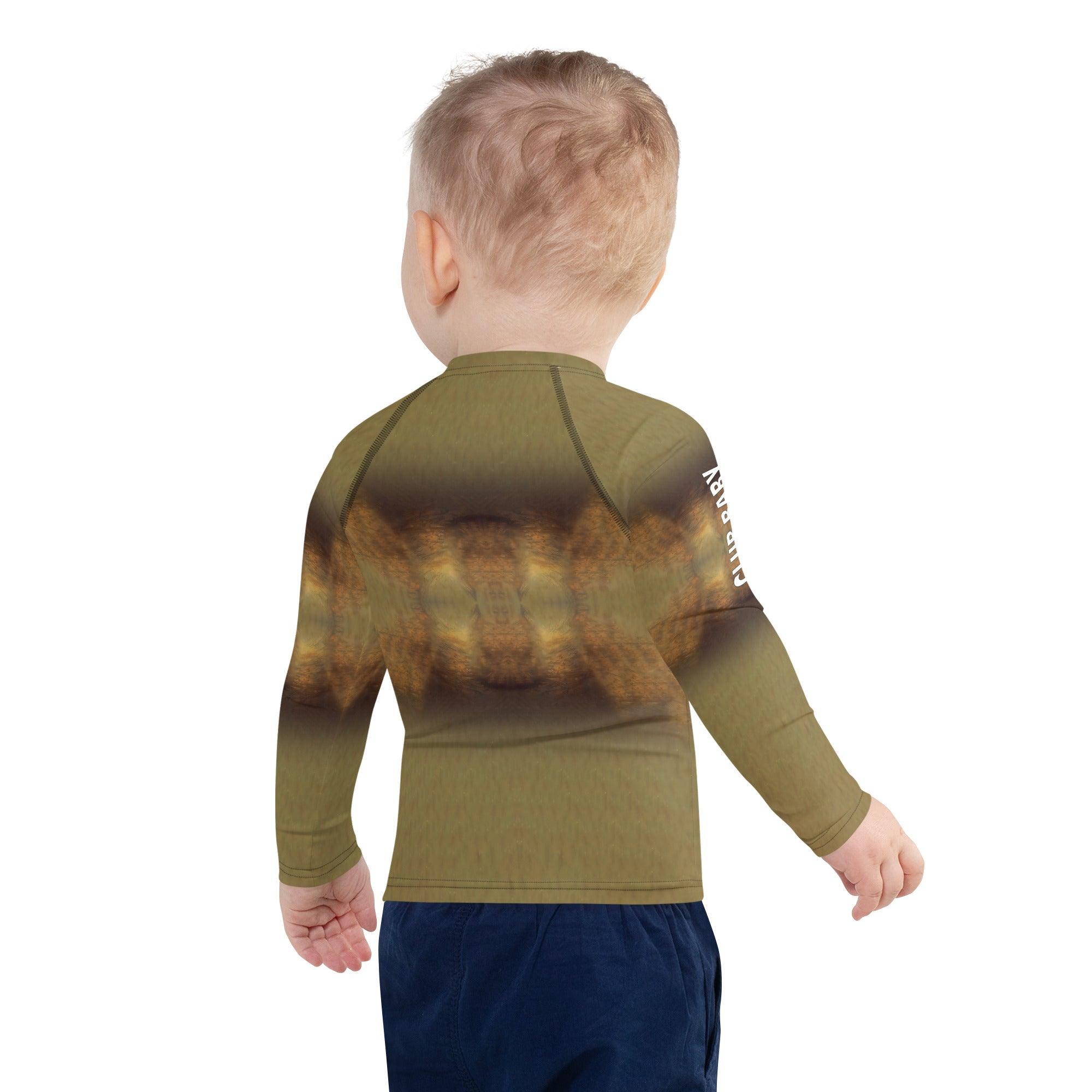 Side view of child wearing CB3-10 Kids Rash Guard