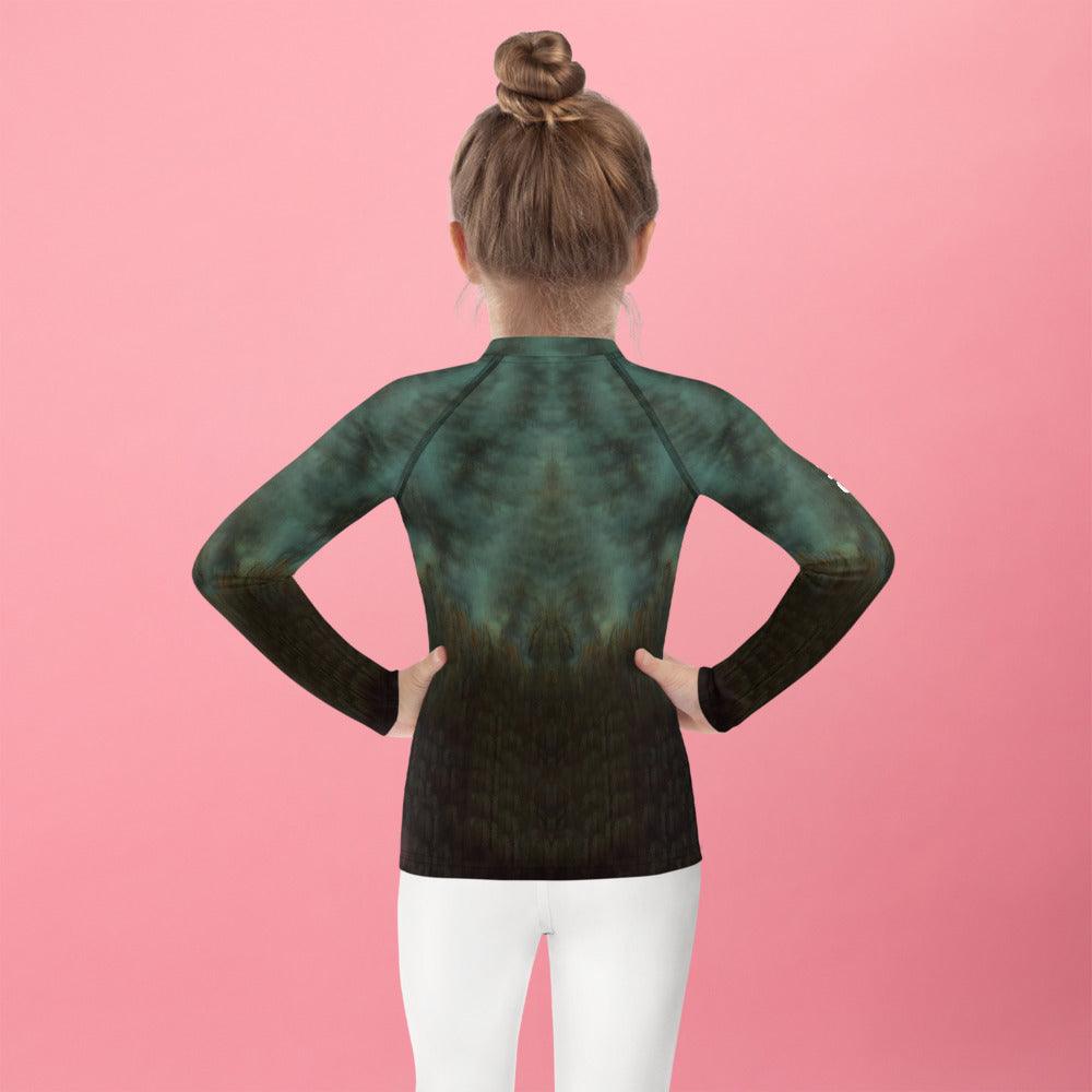 CB3-13 Kids Rash Guard back view highlighting its snug fit.