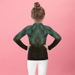 CB3-13 Kids Rash Guard back view highlighting its snug fit.