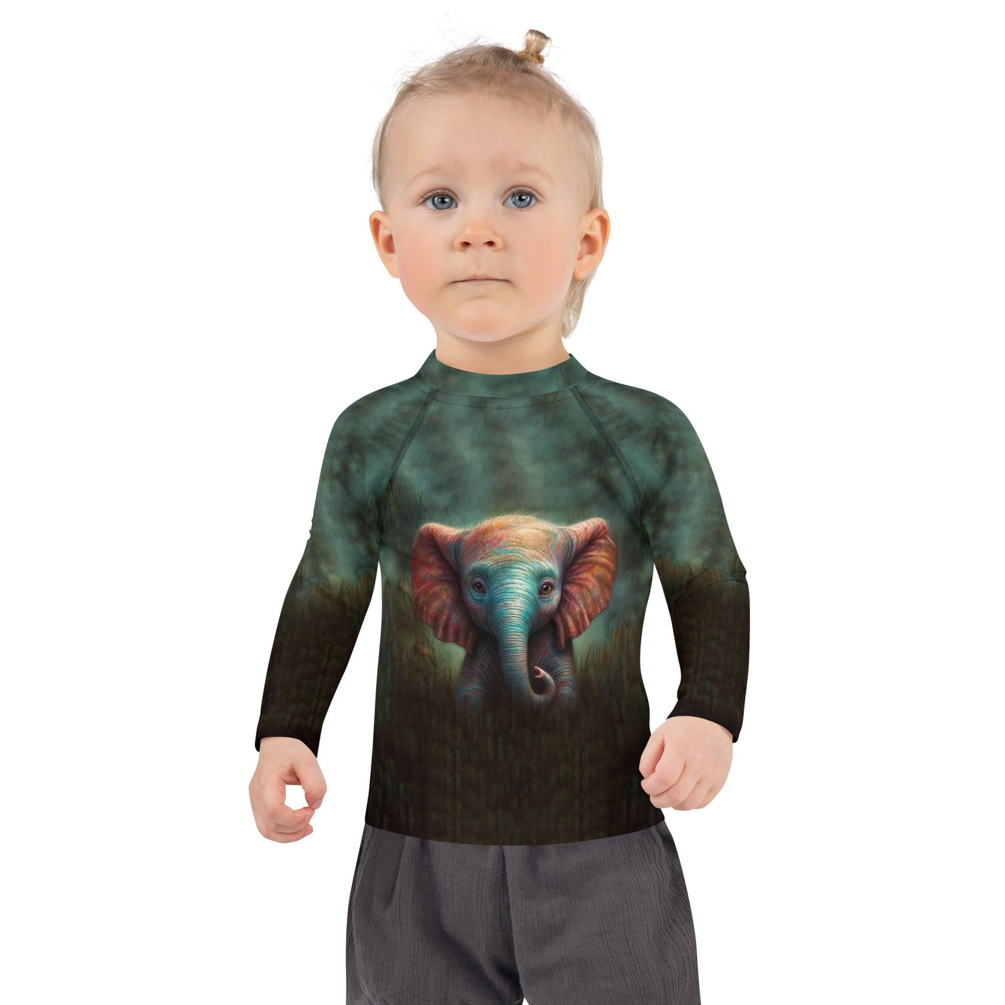 Detailed view of the CB3-13 Kids Rash Guard's stitching and durability.