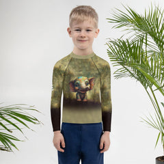 Child wearing CB3-14 Rash Guard while swimming.