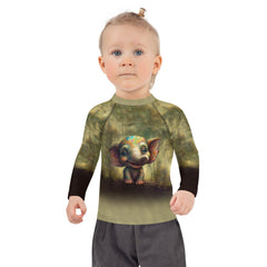 Rear view of CB3-14 Kids Rash Guard swimwear.