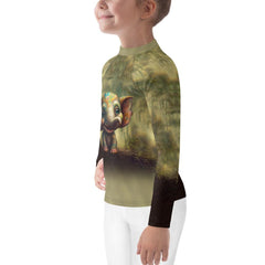 Detail of CB3-14 Rash Guard sleeve design for kids.