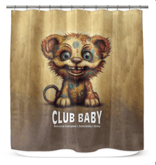 CB3-23 Shower Curtain with modern geometric pattern in a stylish bathroom.