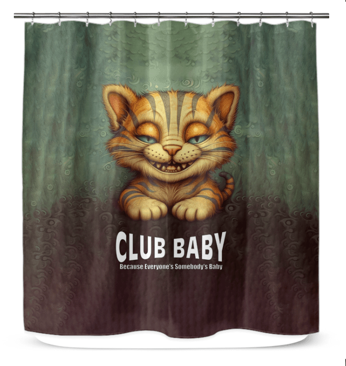 Elegant waterproof CB3-25 shower curtain hanging in a modern bathroom setting.