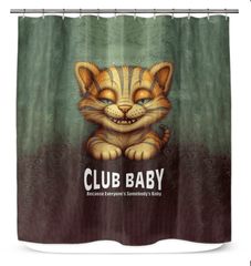 Elegant waterproof CB3-25 shower curtain hanging in a modern bathroom setting.