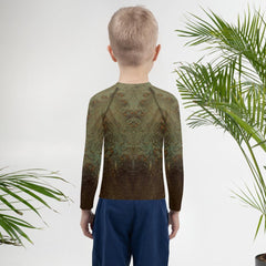 Product image of CB3-30 Kids Rash Guard laid flat on a white background.