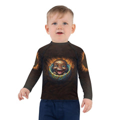 Child wearing CB3-31 rash guard playing at the beach