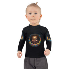 Kid surfing wearing the durable CB3-32 rash guard
