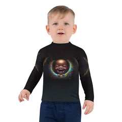 Back view of the CB3-33 Kids Rash Guard on a child