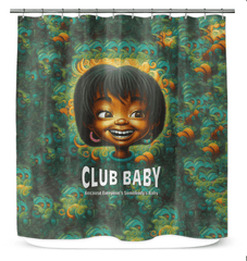 CB3-42 shower curtain displaying modern design in a bathroom setting