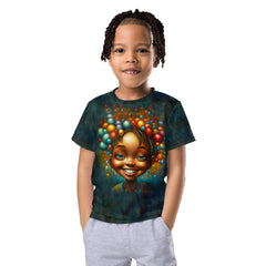 Smiling kid posing in the CB3-43 crew neck t-shirt.