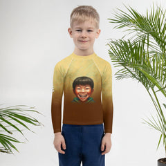 CB3-47 Kids Rash Guard front view on child model