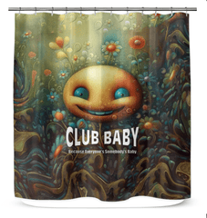 CB3-50 elegant waterproof shower curtain in a beautifully decorated bathroom.