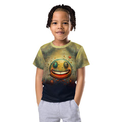 Child wearing CB3-52 crew neck t-shirt outdoors.