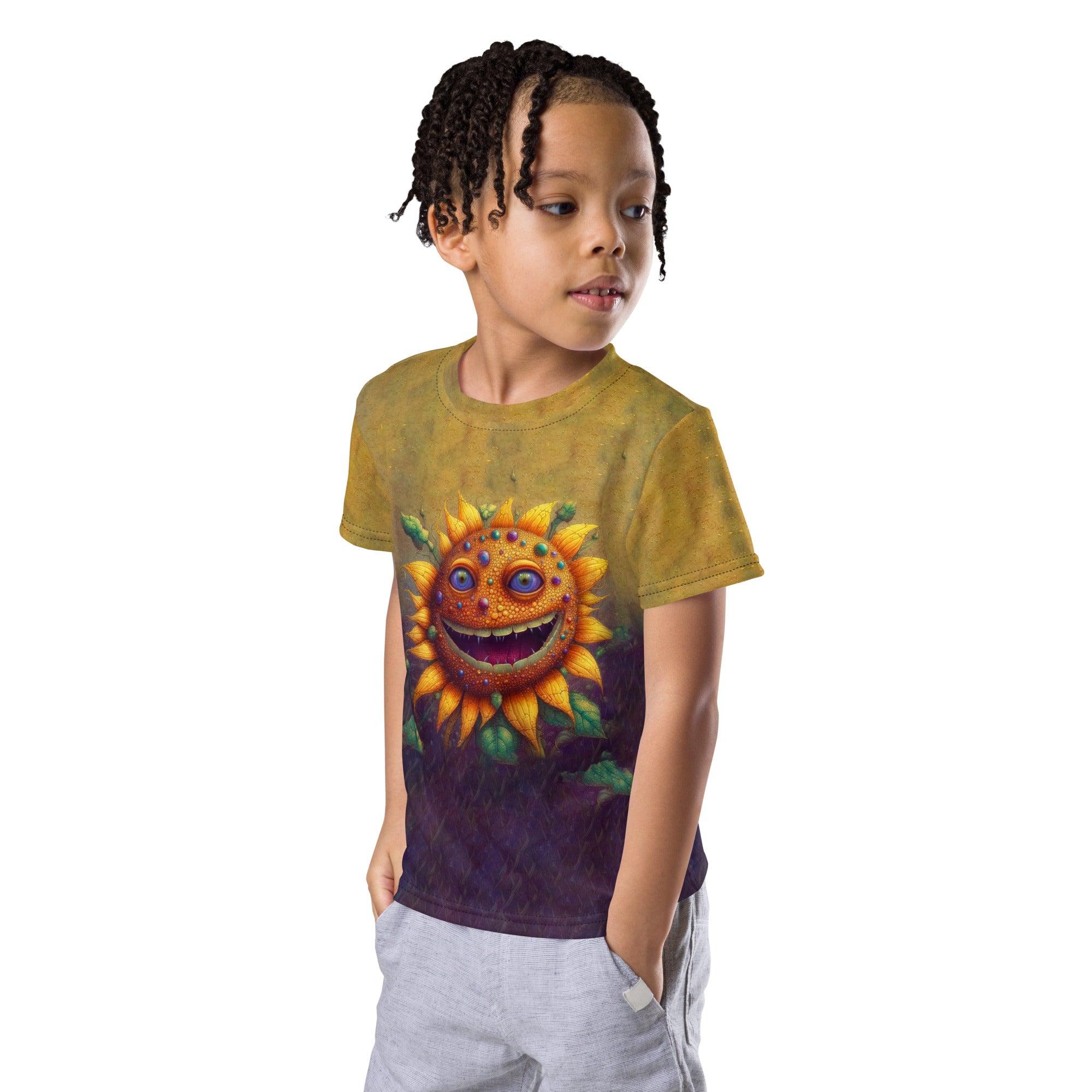 Fashionable kid posing in CB3-56 crew neck t-shirt with casual jeans.shirts