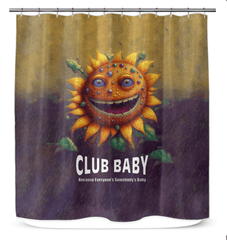 Elegant CB3-56 shower curtain hanging in a bright, modern bathroom setting.