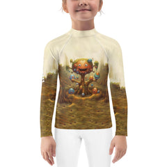 Child wearing CB3-62 Kids Rash Guard for sun protection at the beach.