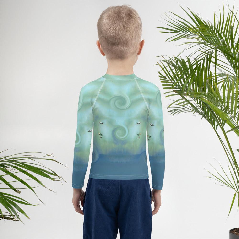 Close-up of CB3-64 Kids Rash Guard fabric and pattern