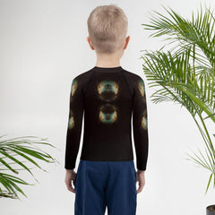 Close-up of CB3-67 kids rash guard fabric and design