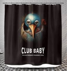 Elegant CB3-67 shower curtain hanging in a modern bathroom setting.