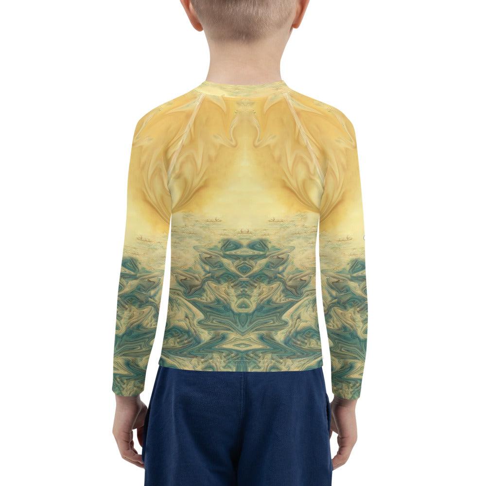 Child wearing CB5-10 Rash Guard at the beach