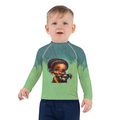 Child Wearing Rash Guard for Sun Protection