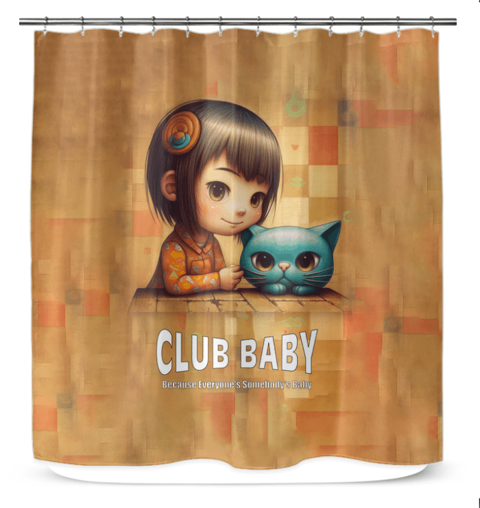 Modern CB5-37 Shower Curtain in White Bathroom