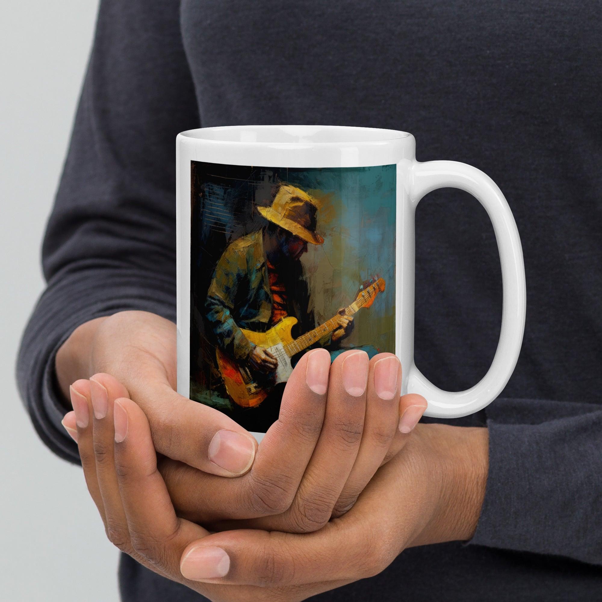 Chord Champion White Glossy Mug front view on a table