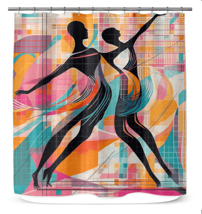 Classic balletic style shower curtain with elegant pattern and waterproof material for bathroom decor