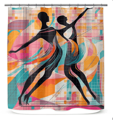 Classic balletic style shower curtain with elegant pattern and waterproof material for bathroom decor