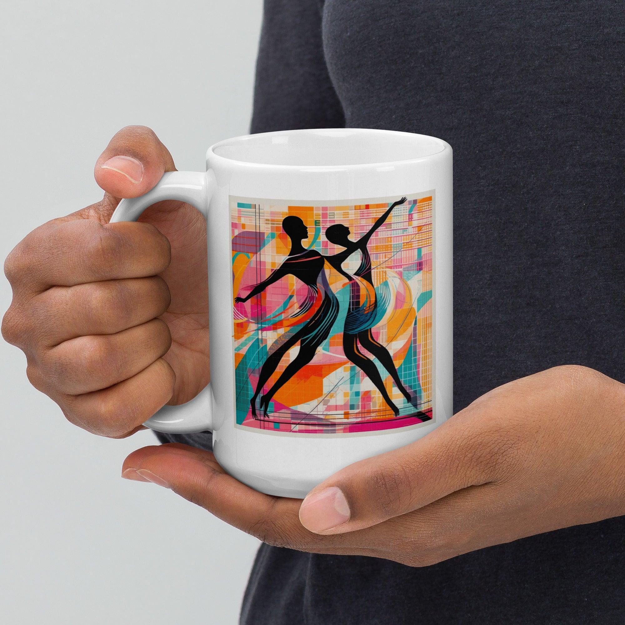 Classic Balletic Style White Glossy Mug on a Marble Countertop