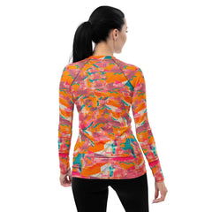 Durable and stylish balletic rash guard for women, perfect for water activities.