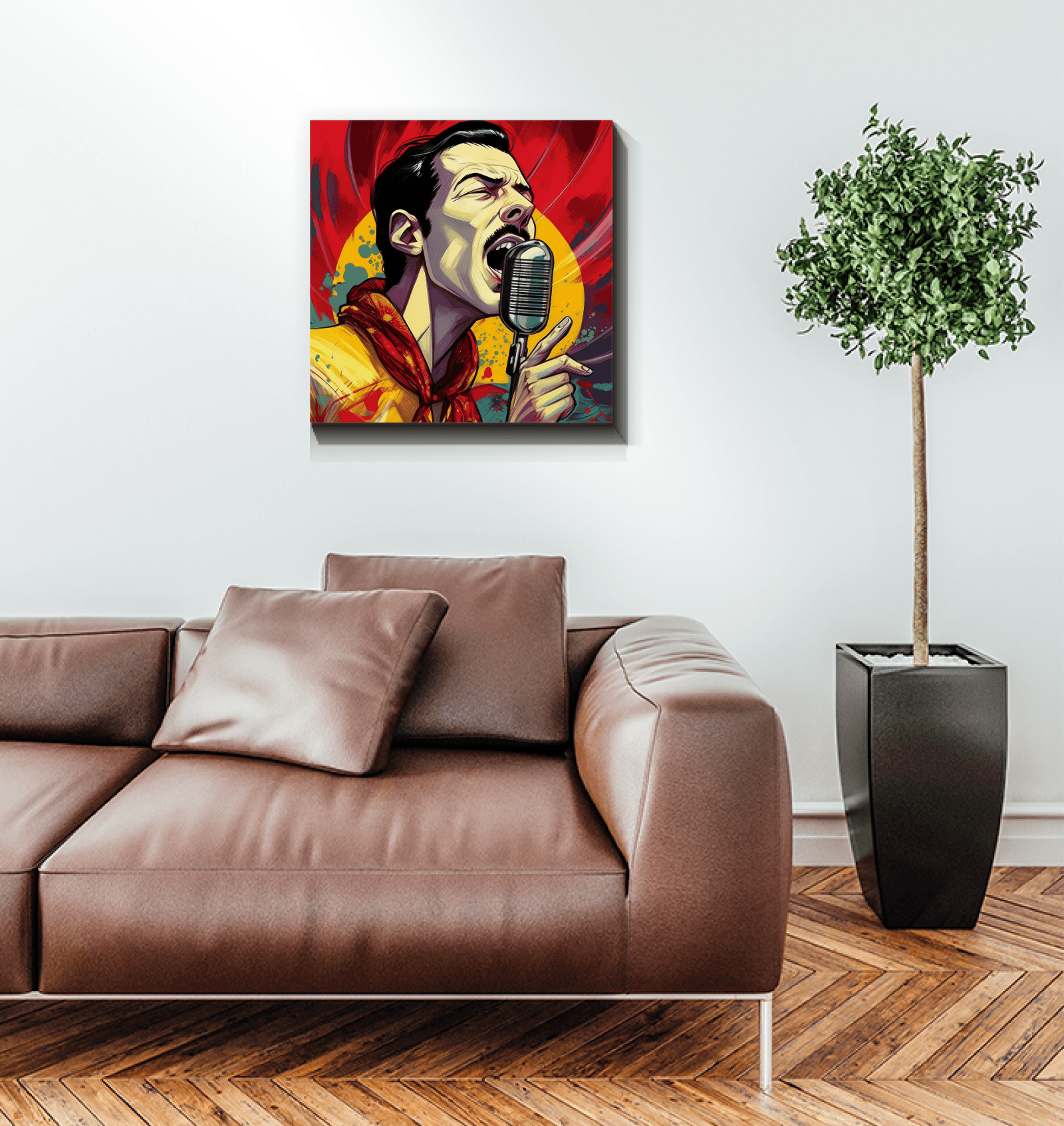 Harmonies Bring Peace canvas art in a living room setting.