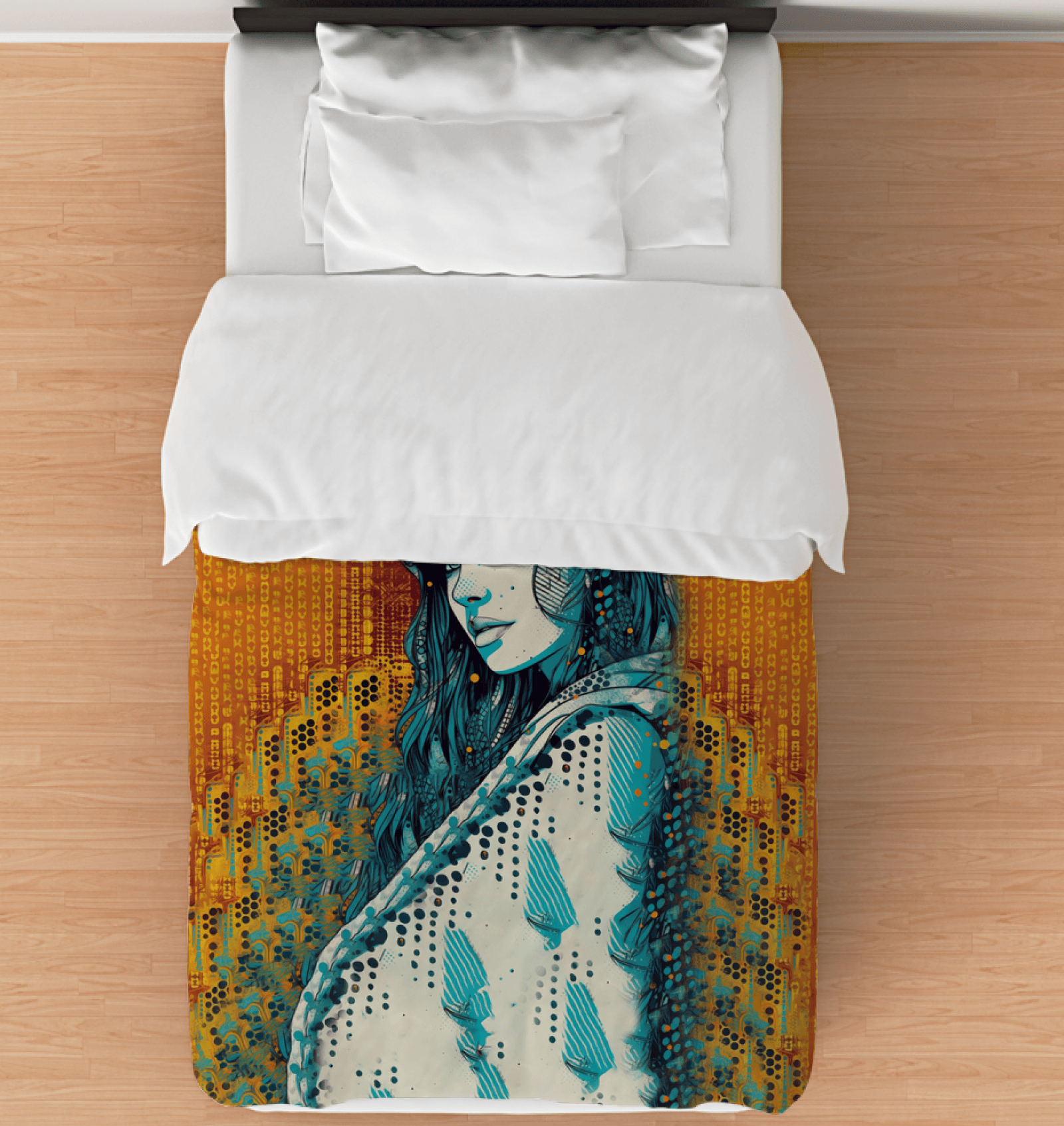 Detailed view of Colorful Creations Duvet Cover fabric texture.