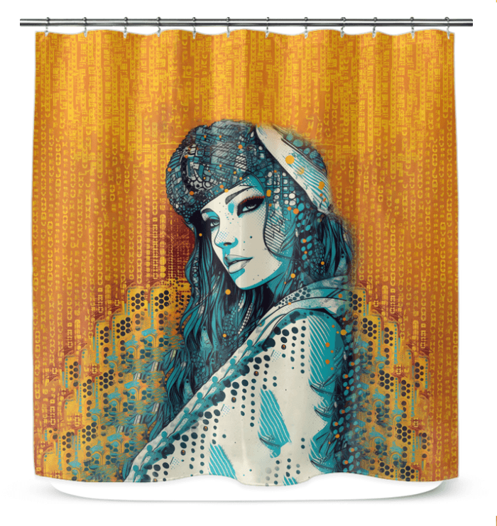 Vibrant Colorful Creations Shower Curtain in a Modern Bathroom Setting.