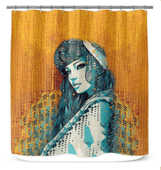 Vibrant Colorful Creations Shower Curtain in a Modern Bathroom Setting.