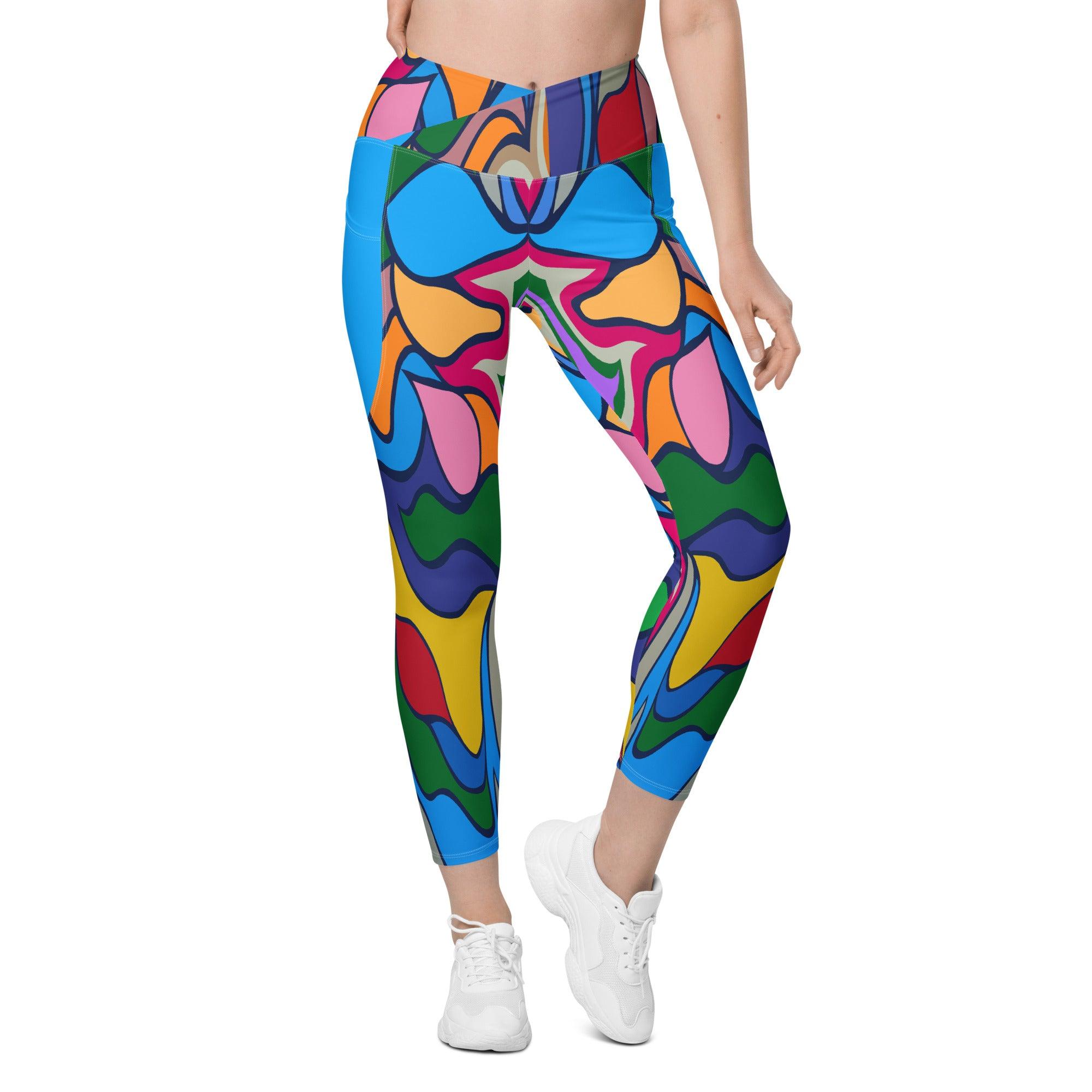 Rear view of Colorful Desire leggings with pocket detail