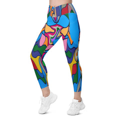 Lifestyle shot of Colorful Desire leggings in outdoor setting