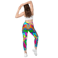 Model wearing Colorful Desire II Crossover Leggings.