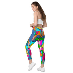 Colorful Desire II Leggings' crossover waistband feature.