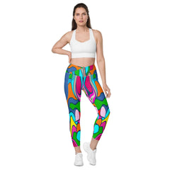 Rear view of Colorful Desire II Crossover Leggings showcasing fit.