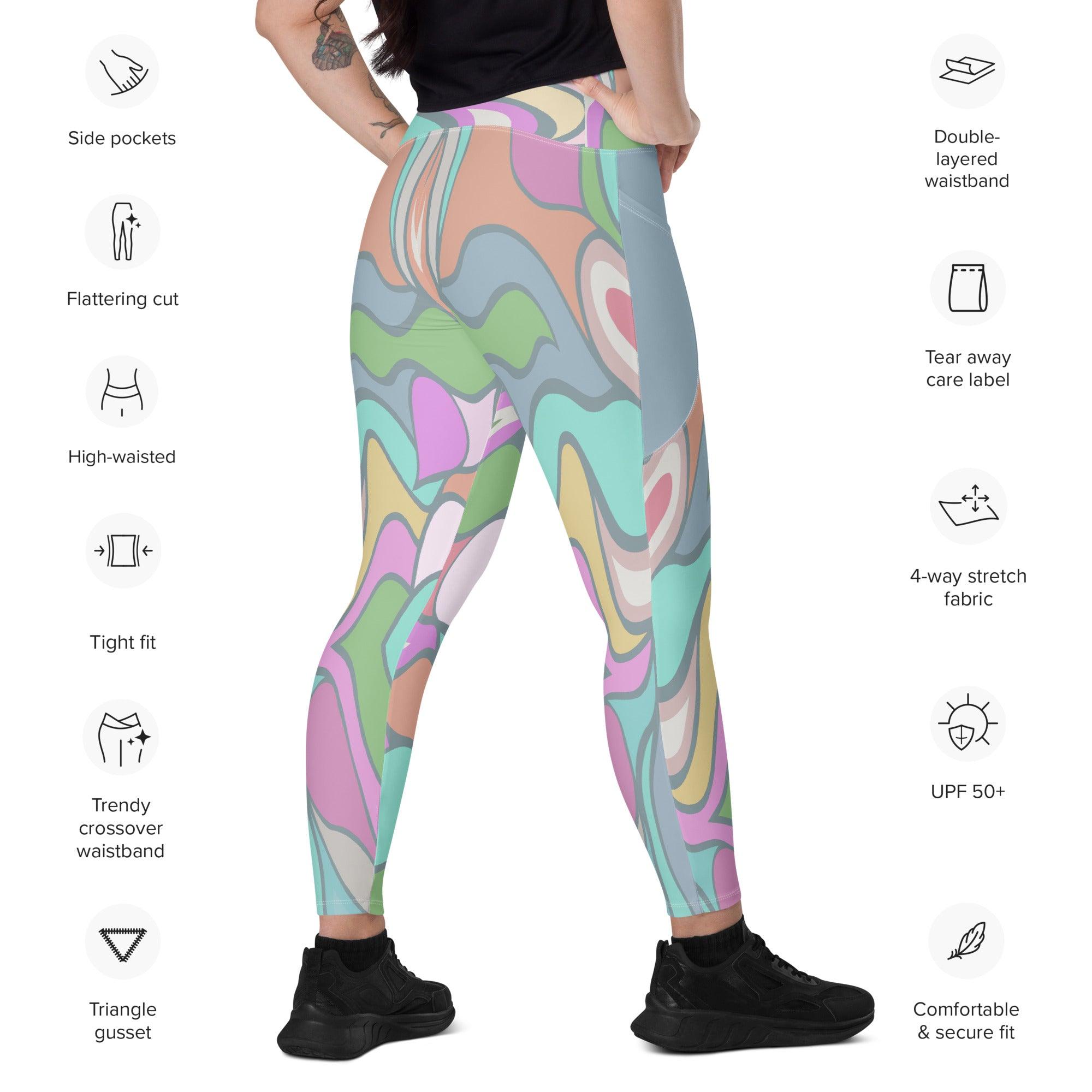 Back view of Colorful Desire III Crossover Leggings showing fit.