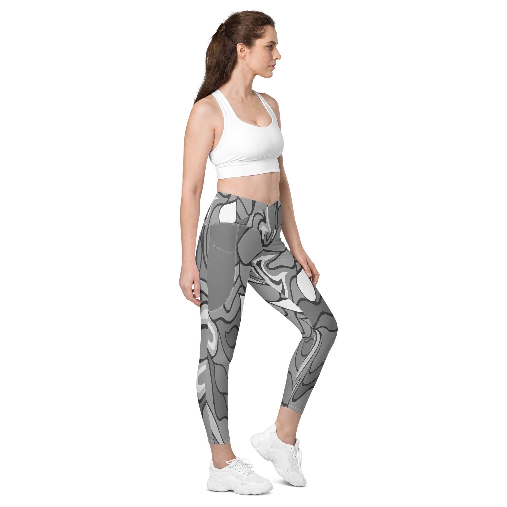 Bright and vibrant V crossover leggings with side pockets.