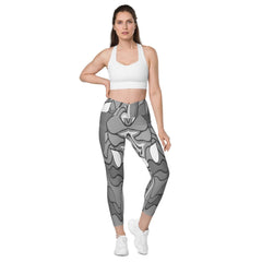 Eye-catching colorful leggings with crossover waist and pockets.
