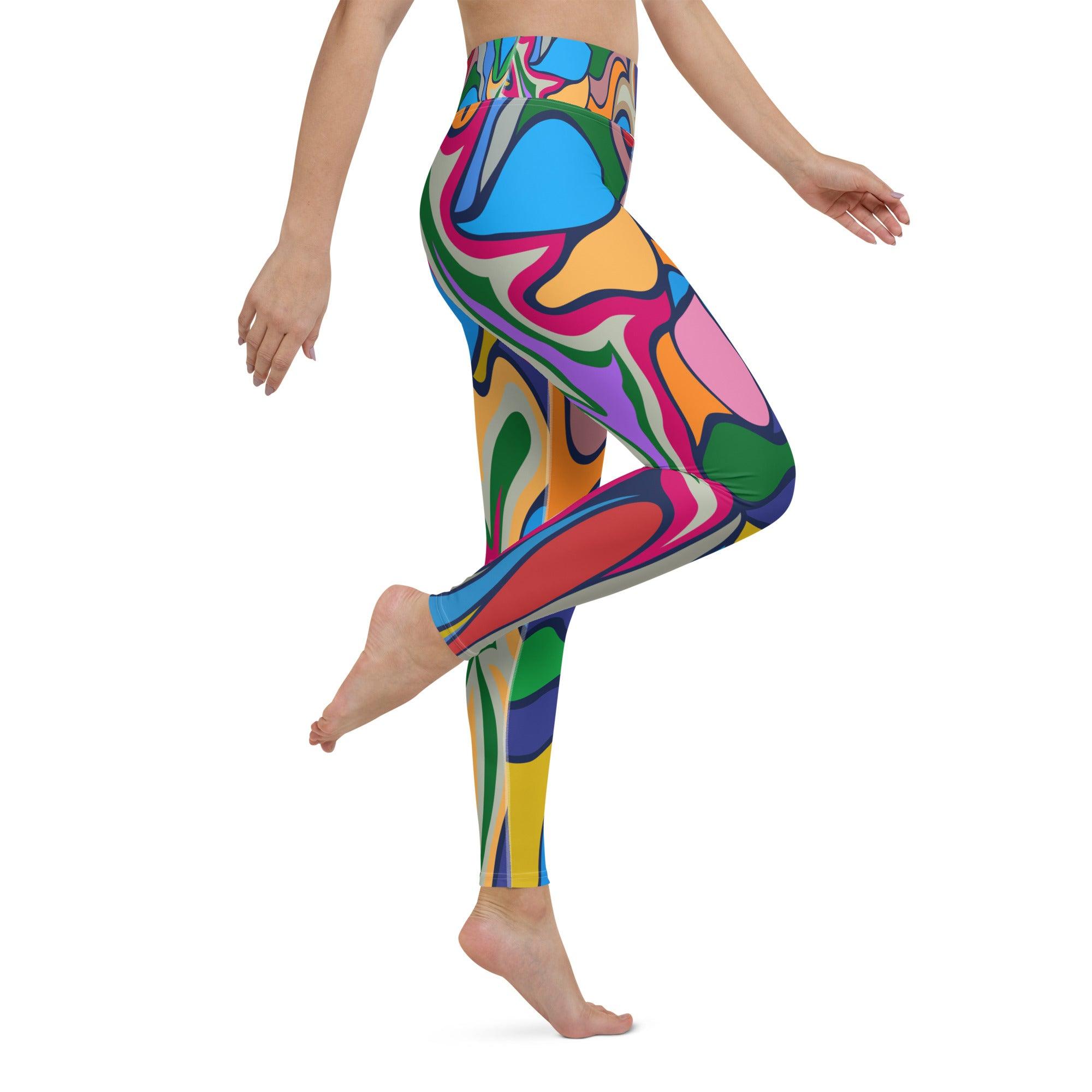Stretchable Colorful Desire leggings perfect for yoga poses.