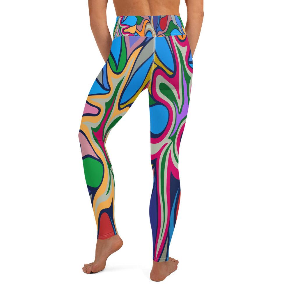 High-waist Colorful Desire yoga leggings in vivid colors.