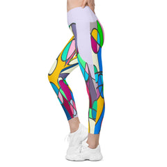 Close-up of the pockets on Colorful Passion II workout leggings.